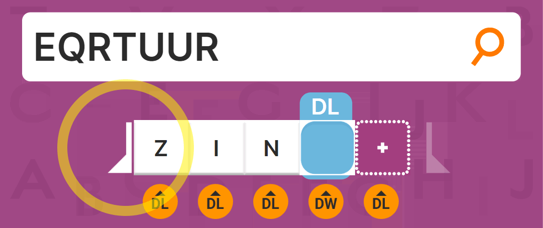 Screenshot of word finder that has starts with certain letters and has a bonus tile.